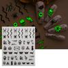 Ghost Manicure Decal 6 Sheets Halloween Glow-in-the-dark Nail Sticker, Spooky Pumpkin Skull Party Art Decor Decal, DIY Decoration Favors for