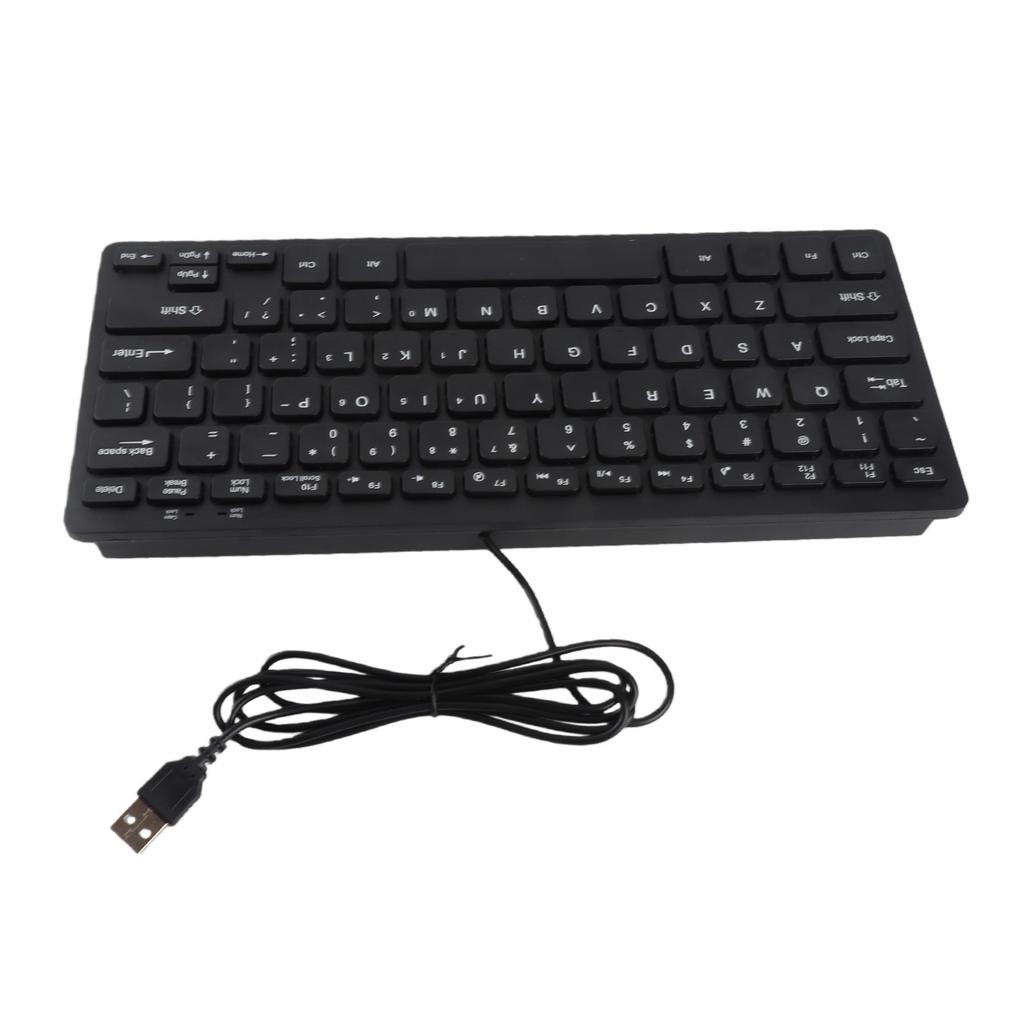 78 Keys Thin USB Wired Keyboard for Desktop Computer Laptop PC (Black)