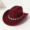 Western cowboy top hat three-dimensional colored gemstone flower small round bead inlaid felt hat outing party jazz hat
