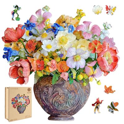 Delobil Wooden Jigsaw Puzzle, 5mm Thick, Uniquely Shaped Pieces, Laser Cut for Repeated Enjoyment, Perfect for Adults, 200 Pieces, Flower Puzzle, Chal