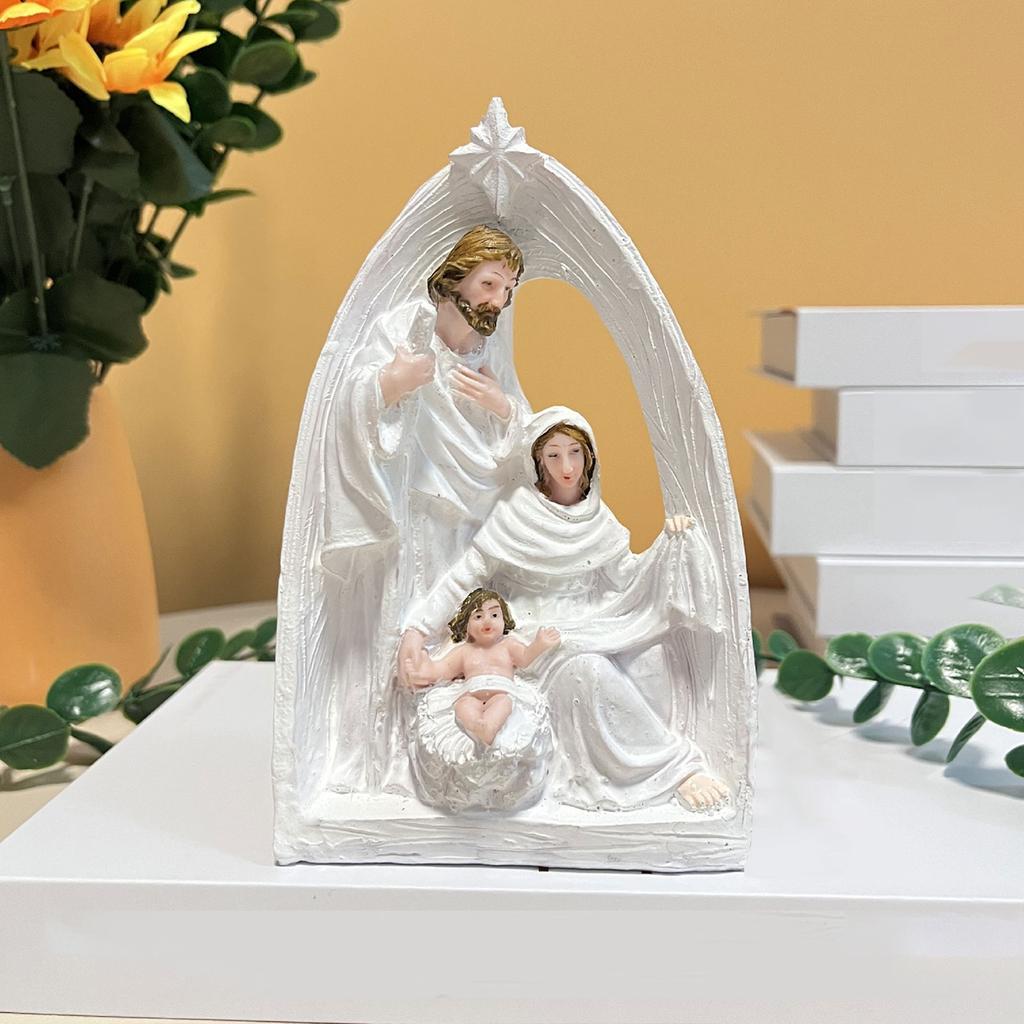 Resin Holy Family Figure Christmas Nativity Scene Figurine Religious Ornament Jesus Birth Sculptures Decoration