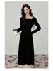 Korean Style Autumn Winter Knit Cinched Waist Slimming Long Dress for Ladies