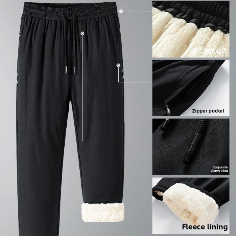 Winter Cotton Pants Men Fleece Lined Plus Size Outdoor Casual Long Pants Warm Lamb Wool Sweatpants Men Casual Sports