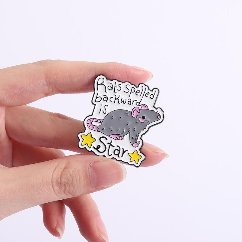 Ratten Sterne Emaille Anstecknadeln Cartoon Niedliche Maus Broschen Reversabzeichen Lustige Kreative Tier Zitate Schmuck Geschenk für Freunde