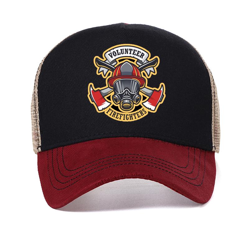 Firefighter Volunteer Baseball Cap Mans Fire Rescue Cool Fashion Summer Cool Mesh Breathable Trucker hat