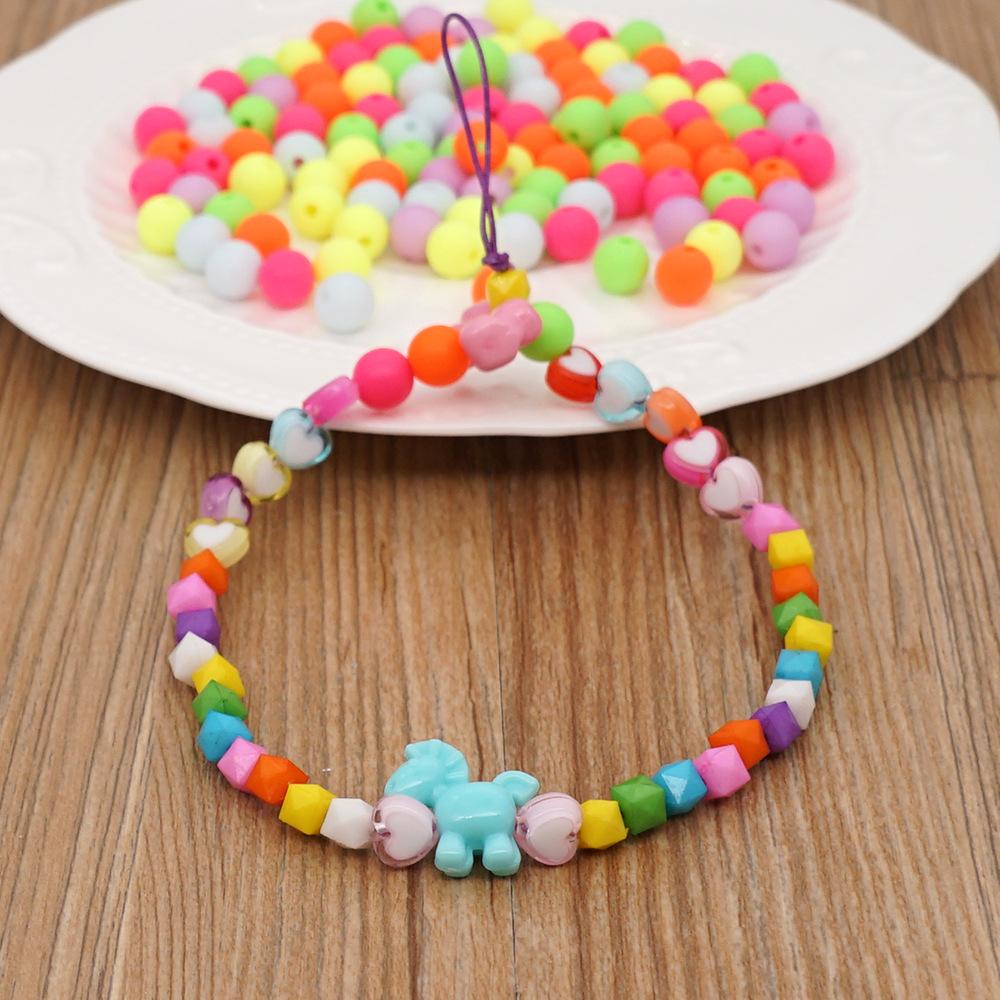 2pcs Mobile Phone Chain Candy Color Love Acrylic Beads Short Mobile Phone Lanyard Women