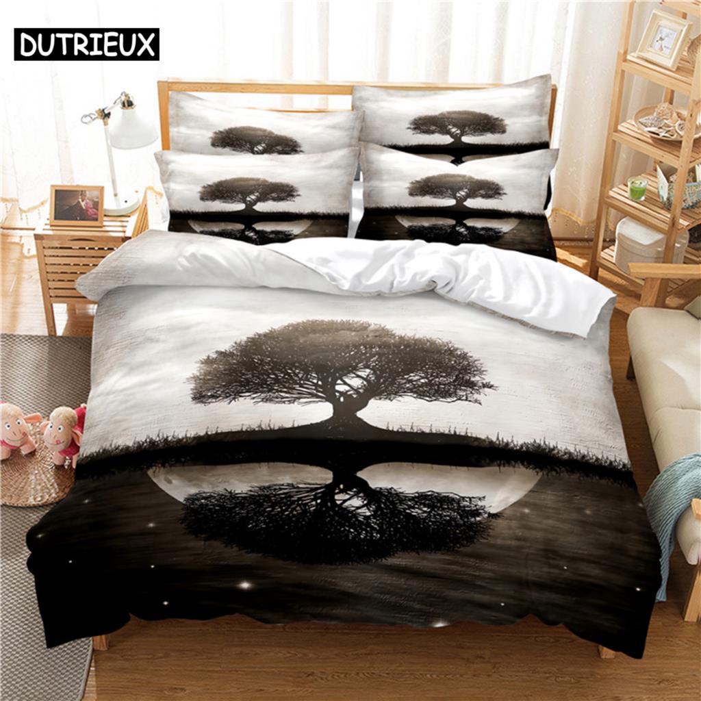 3D Digital Printed Snow Tree Bedding, Stylish Queen Size Duvet Cover Set