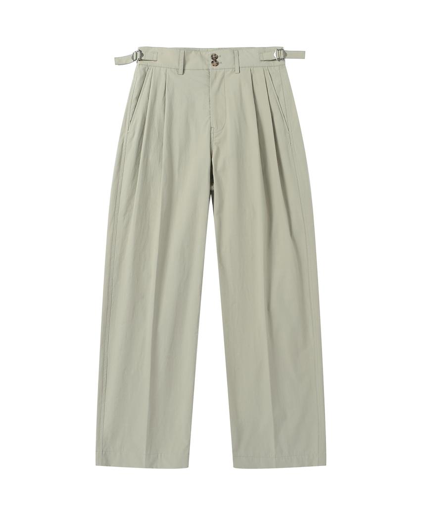 SOLEW Side Adjuster Two-Tuck Pants_Light Khaki