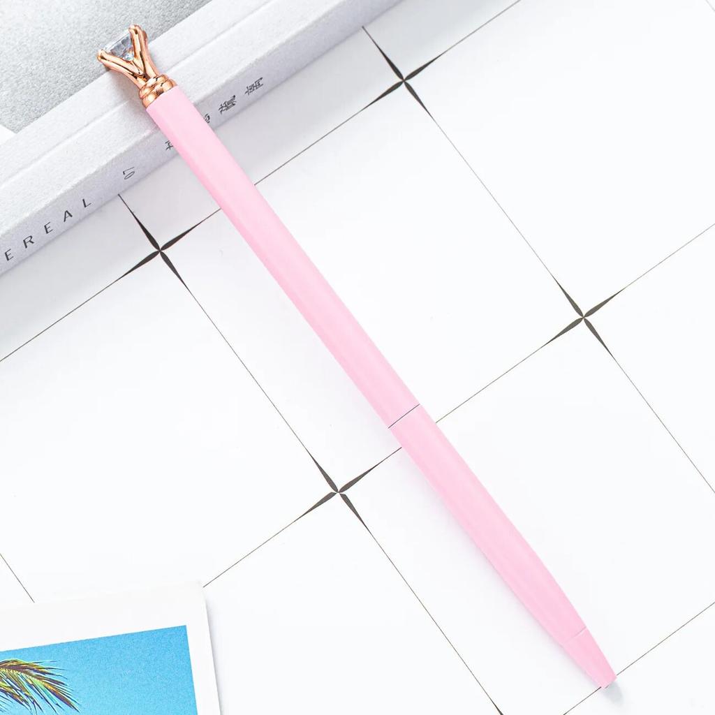 Spinning Ballpoint Pen Roller School Office Supplies Wedding Stationery Crystal Diamond Metal Rose Gold Luxury