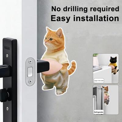 2 Stuks 3D Buik Kat Anti-botsing Sticker Angst Stress Verlichting Elastische Buik Cartoon Katje Sticker Siliconen Buik Dier Buffer Sticker