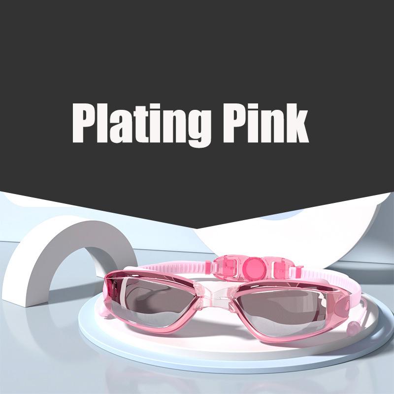 -1.5~-8.0 Adult Myopia Swimming Goggles Waterproof Anti-fog HD Transparent Electroplated Large Frame With Earplugs