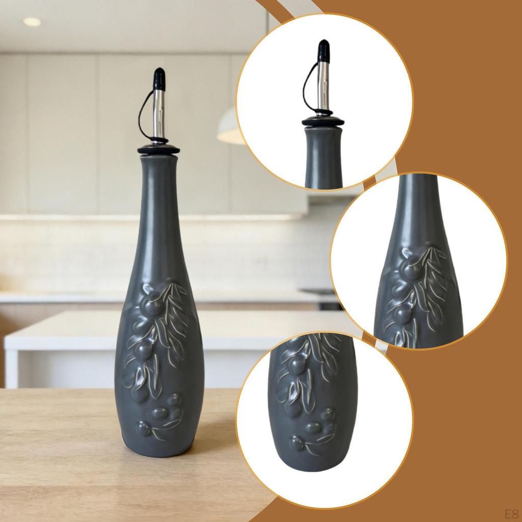 350 Ml Oil Bottle for Soy Syrup, Nordic Spout, Heat-resistant, with Lid, Olive Dispenser