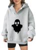 2025 new European and American Halloween women's hooded sweater front and rear pattern winter fleece loose casual