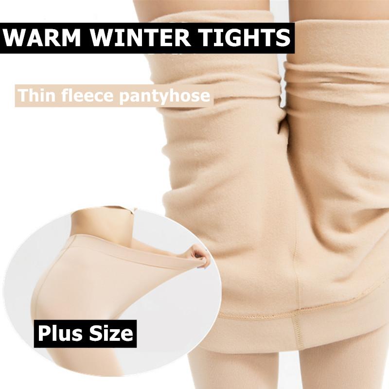 Plus Size Sexy Women Insulated Tights 12 Warm Winter Fleece Pantyhose Female High Waist Stretchy Warm Tights for Autumn Spring