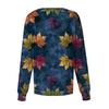 Women's Casual Long Sleeve Leaf Floral Print Single-Breasted Cardigan for Caregivers
