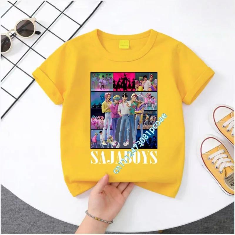 2026 New K-POP Saja Boys Print Short-Sleeved Spring Summer Clothing for Boys and Girls Cute Cotton T-shirt for Boys and Girls