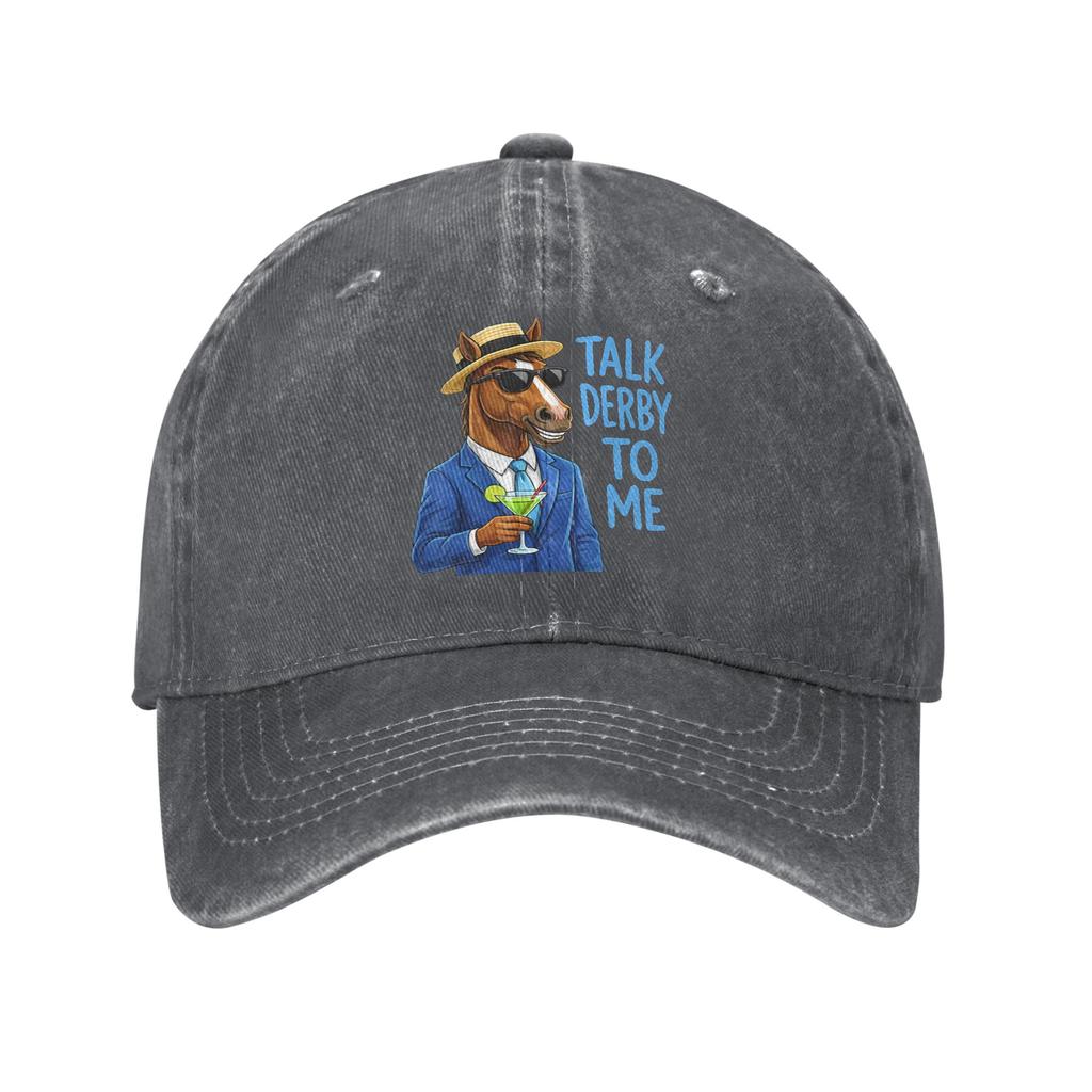 Soft Talk Derby to Me Horse Racing Baseball Caps Unstructured Unisex Women Funny Distressed Washed Snapback Cap Adjustable Fit Hats