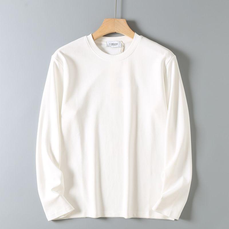 270g Double-Sided Soft Cotton Round-Neck Men's Spring and Autumn Long-Sleeve T-Shirt, Export Basic Style, Solid Color Casual Base Shirt