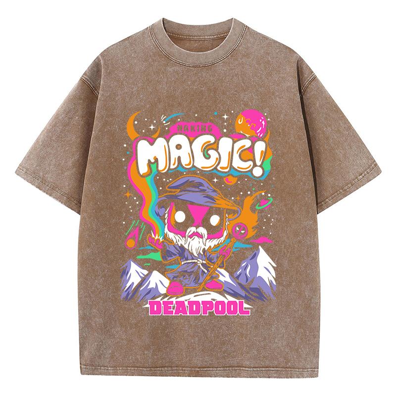 

Мода Женские Выстиранные Футболки Магия Дэдпул Мультяшный Принт Короткий Рукав Хлопок Потертости Оверсайз С Круглым Вырезом Топы Одежда 3XL