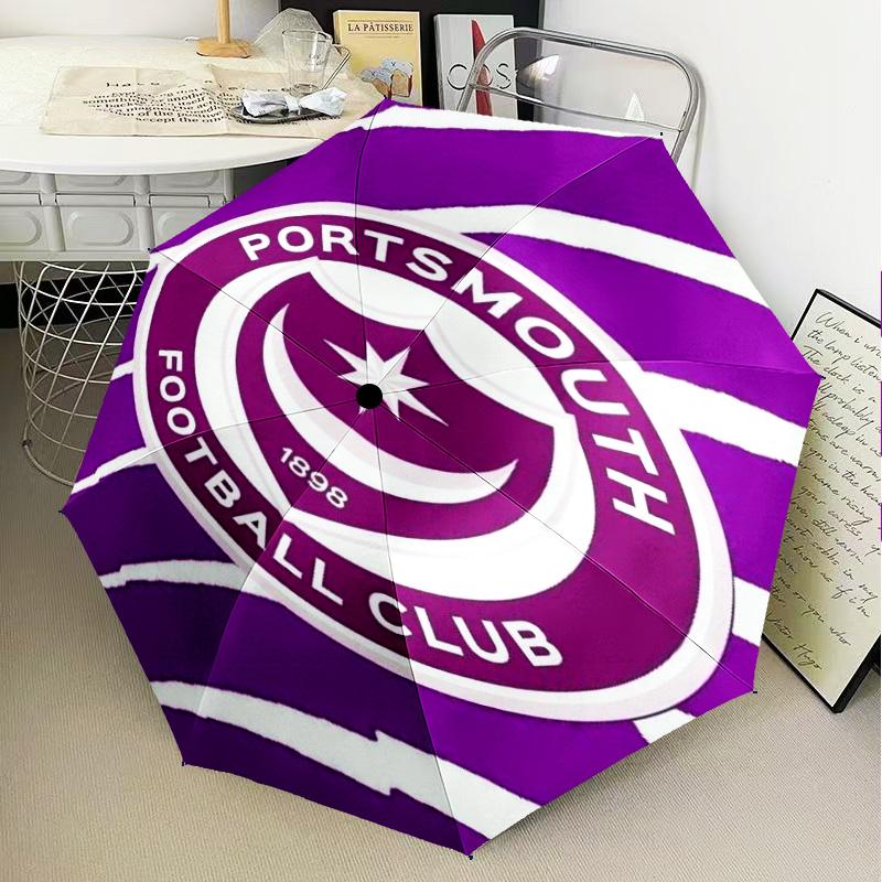 1PC Ports-mouth Fc Anniversary Printed Umbrella Folding Umbrella, Automatic Umbrella 8-Frame for Travel, Camping Fan Gifts Christmas Gifts