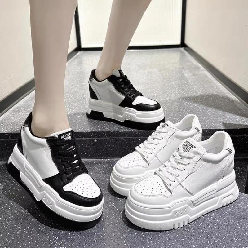 Versatile muffin platform white shoes women's spring new panda shoes inner heightening board shoes