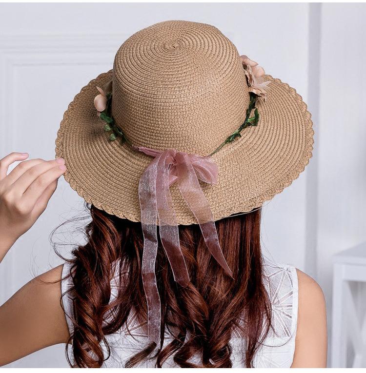 Summer Elegant Women's Hats Flower Ring Straw Hat Sun Hats Straw Beach Hat Flower Rope Woman's Hat Fashion Accessories