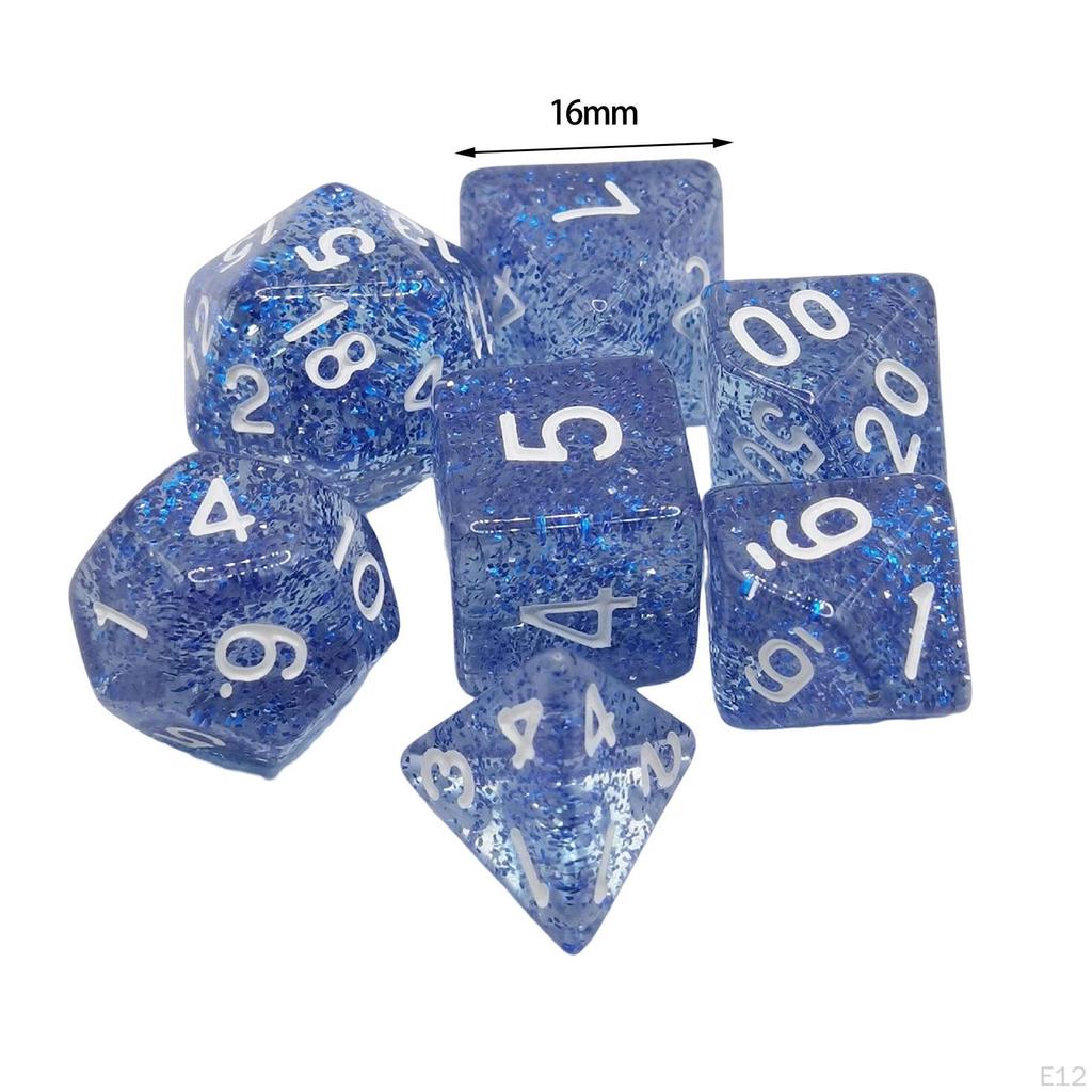 7 Pieces Solid Acrylic Polyhedral Dices D20,D12,D10 (00-90 and 0-9),D8,D6 D4. for Entertainment