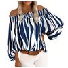 Women's Casual Striped Print Sexy One-Shoulder Long-sleeved Chiffon Shirt