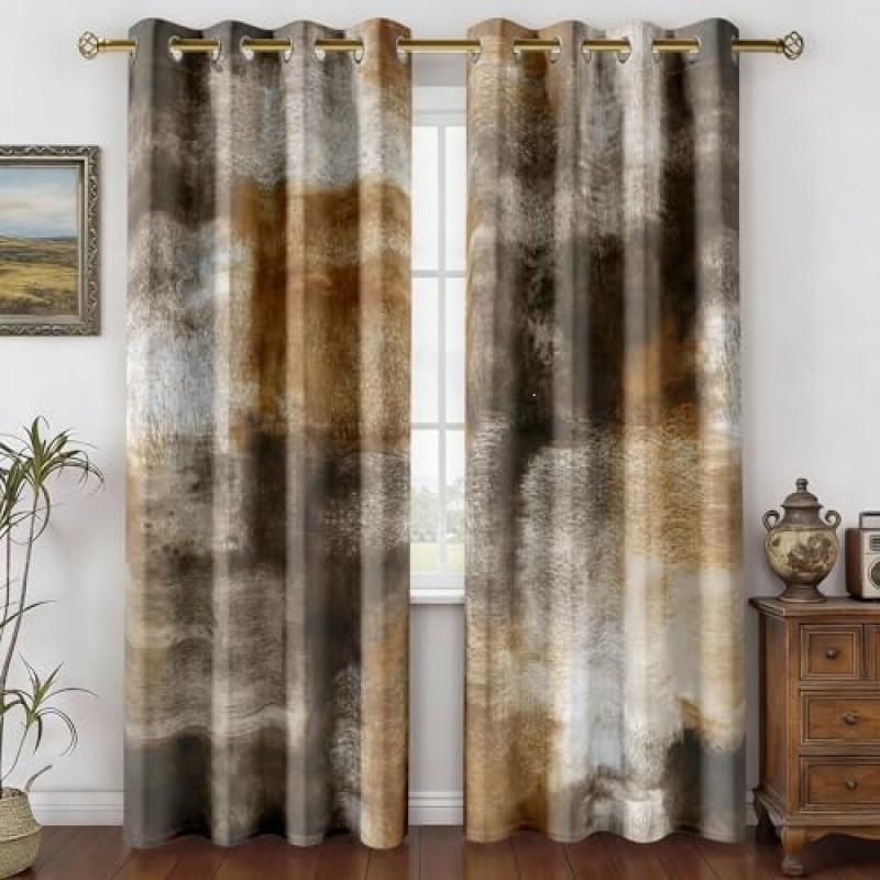 Modern Abstract Rustic Orange Blackout Curtains 2-Pack Living Room Bedroom Decor