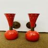 Blank Röd Vägglampa Par 1950-tal Mid Century Mässing Italiensk Diabolo Vägglampa Belysningsarmatur Par med 2 Glödlampor