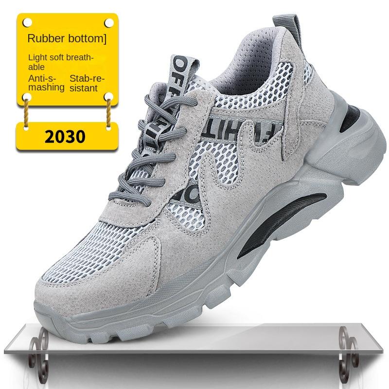 Pracovní obuv pro muže, odolná proti rozbití a propíchnutí, letní prodyšná pánská obuv s ocelovou hlavou, bezpečnostní obuv