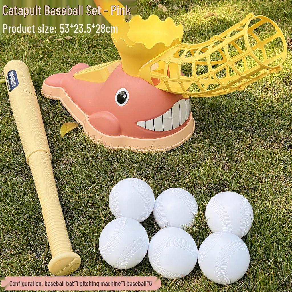 Cartoon Whale Baseball Launcher Set: Parent-Child Indoor/Outdoor Sports Toy