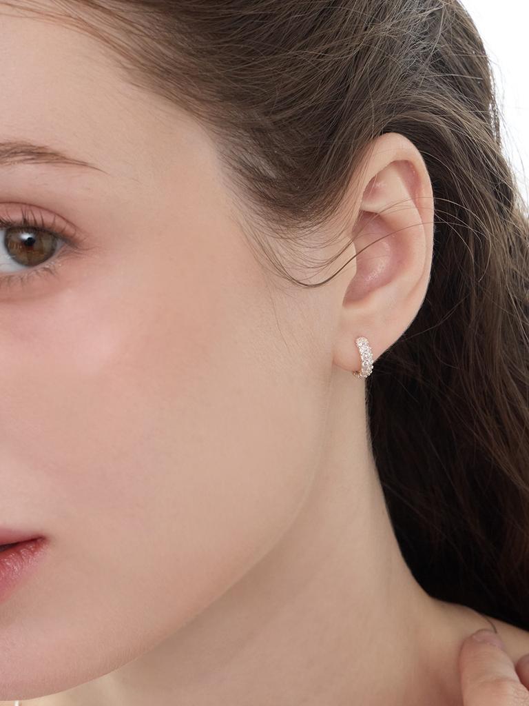 Lucore Silver 925 Two-Line Cubic One-Touch Ring Earrings