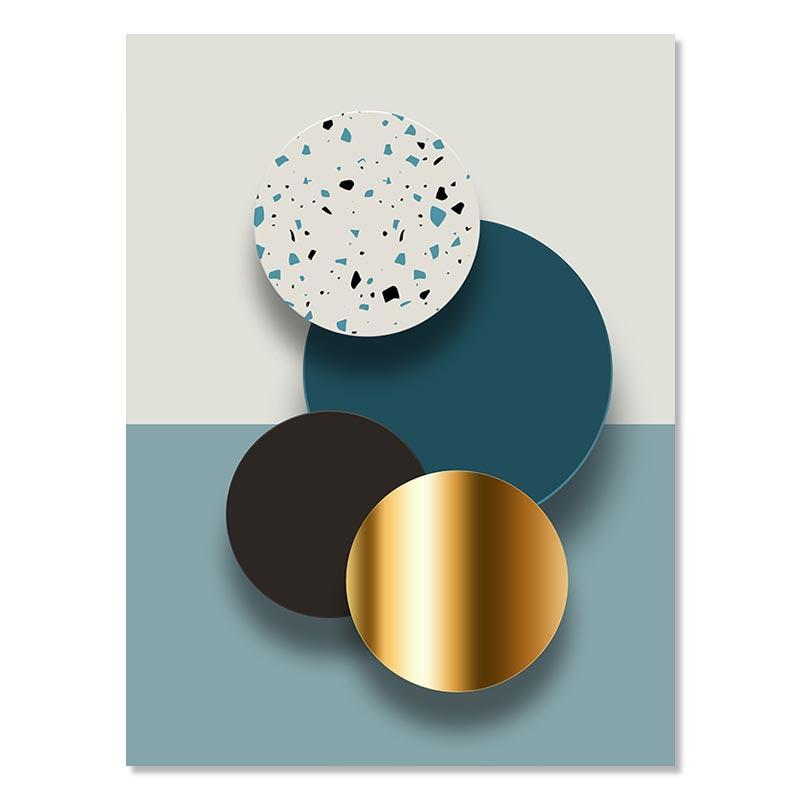 Poster Canvas Geometric Negru Cupru Artă de Perete Abstractă Pictură Nordică Imagine Camera de Zi Decor Acasă