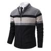 Men's Color Matching Stand-up Collar Men's Jacket Winter Velvet Youth Knitted Warm Jacket