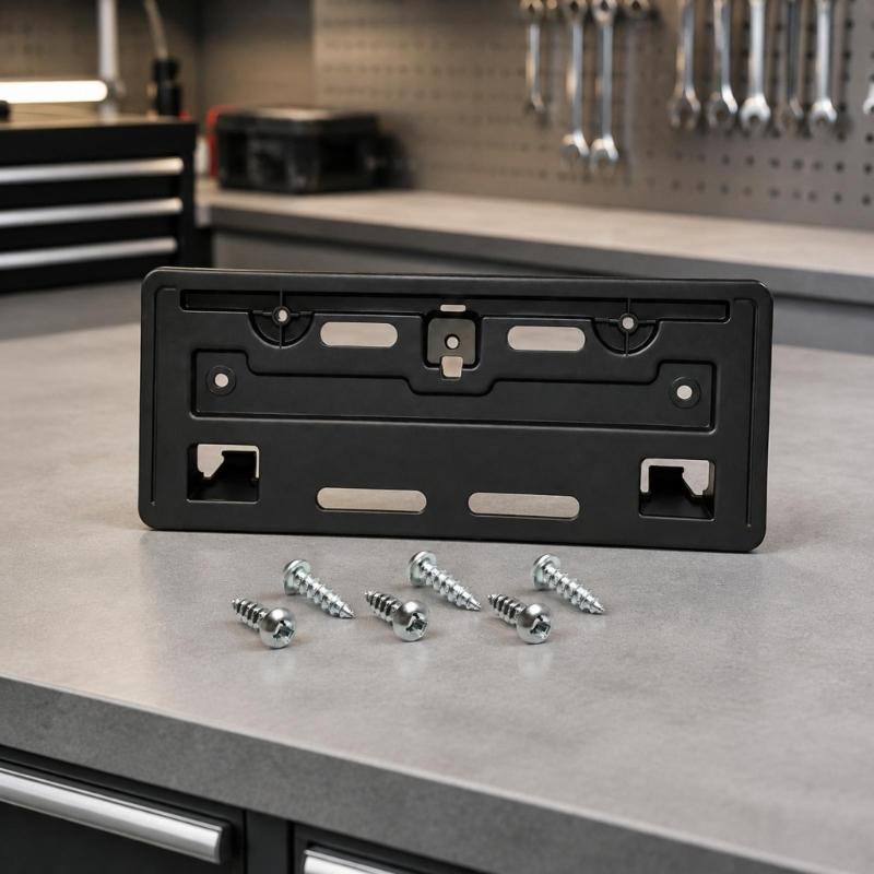 Black ABS Front License Plate Bracket, Replacement Mount with Multiple Mounting Points and 6 Included Screws for the Stated Application