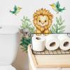 Playful Lion and Koala Toilet Sticker Waterproof Self-Adhesive Removable Decal for Bathroom WC Home Decor