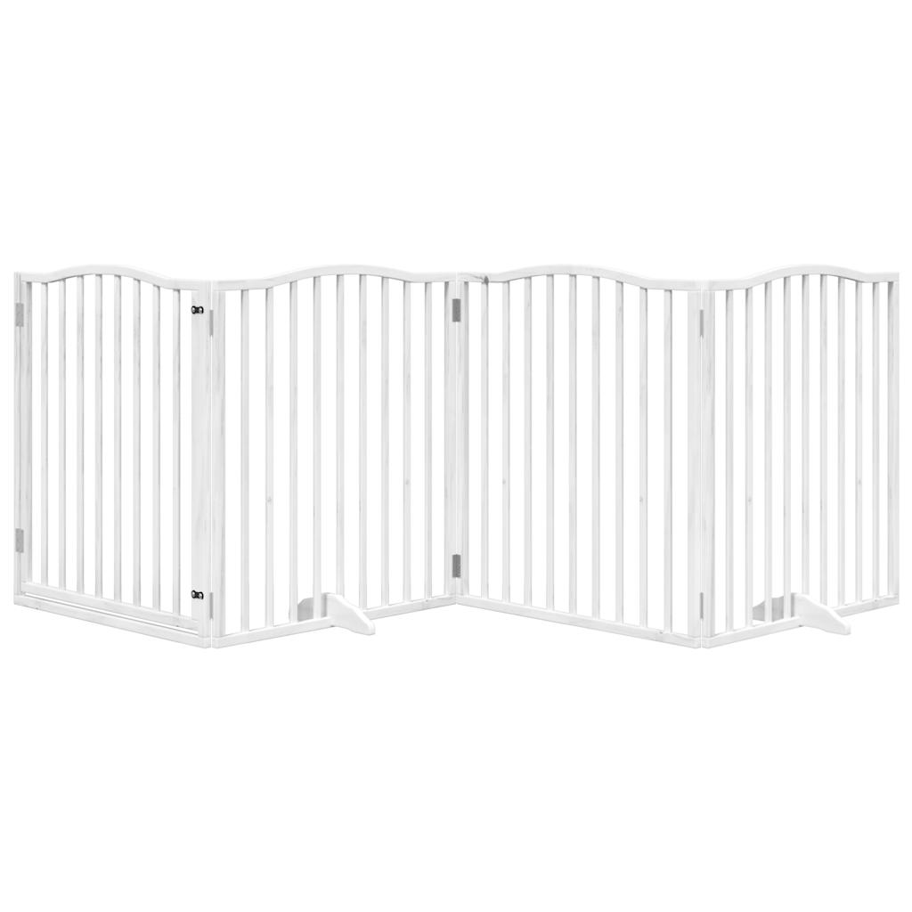 Vidaxl Foldable Dog Gate, With Door, 4 Panels, White, 320 Cm