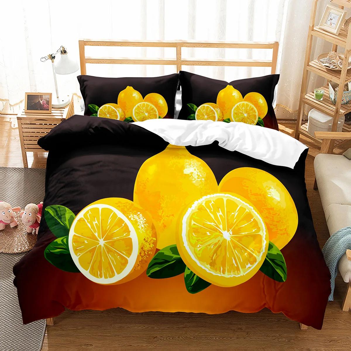 

SkinFriendly Vibrant Lemon Fresh Fruit Pattern Size For Kids Teens Adults Double Single King Comforter Quilt Comforter (quilt)-EU Single(135*200cm)3pcs