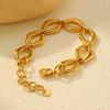 Stainless Steel Rhombus Chunky Chain Bracelet Gold Plated Thick Bracelet Luxury Geometric Jewelry for Women Girlfriend Gift