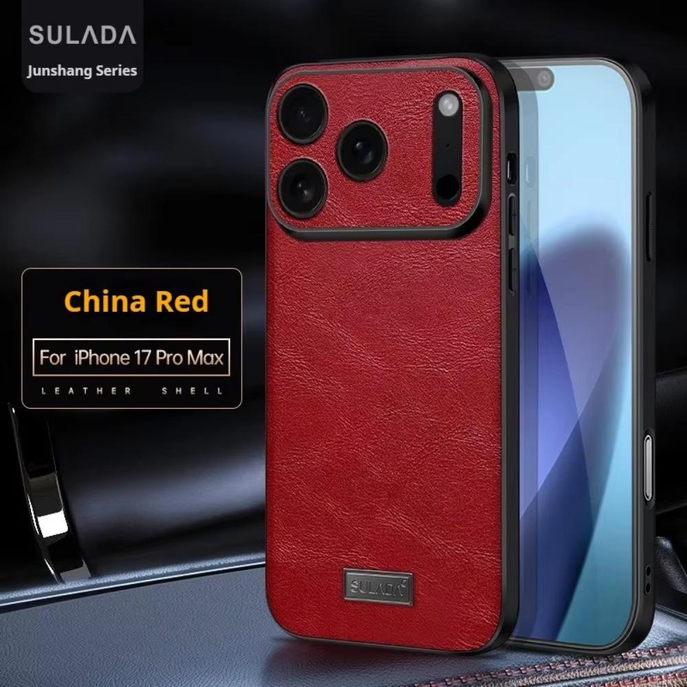 Business Sle Bla High Quality Leather Soft Phone Case for IPhone 17 Pro Max Air 16 E 15 Solid Color Shockproof Protective Cover