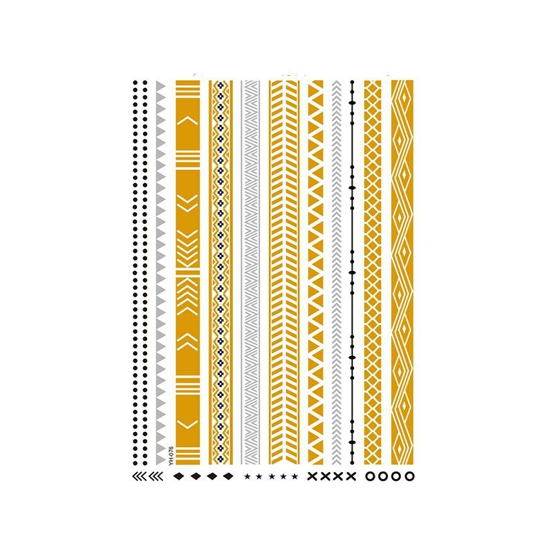 Yh Retro Large Bronzing Tattoo Sticker Waterproof Tattoo Sticker Amazon Set Hot Silver Color Printing Sticker