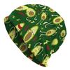1pc Men's Street Style Cartoon Themed Knit Hat - Vibrant Green Avocado Pattern, Durable Knitted Fabric, Comfortable Stretch Fit, Casual Outdoor Hat, H