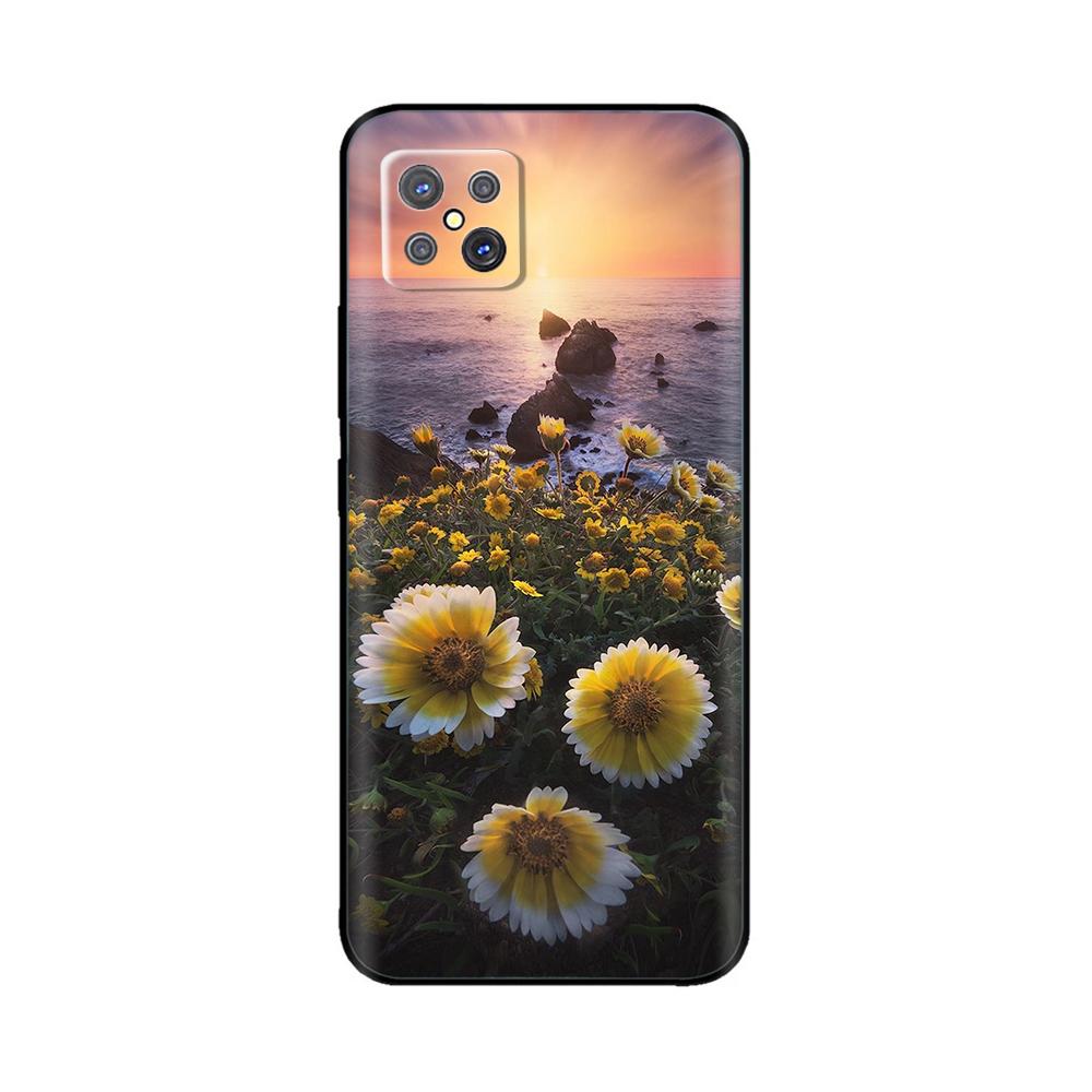For Oppo Reno4 Z 5G Case Cute Cartoon Painted Black Silicone Soft TPU Back Cover For OPPO A92S Phone Back Bumper Shell Bag Coque