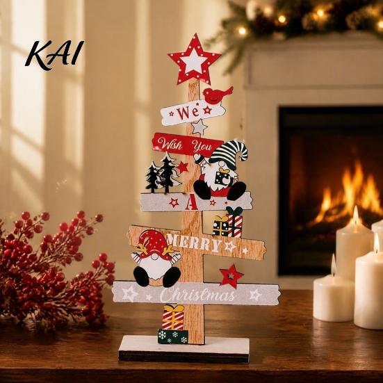 Christmas Showcase Display Items Tree Ornament, Wooden Letter Sign Decorative Solid Wood Holiday Ornaments Compact Stable Party Supplies for