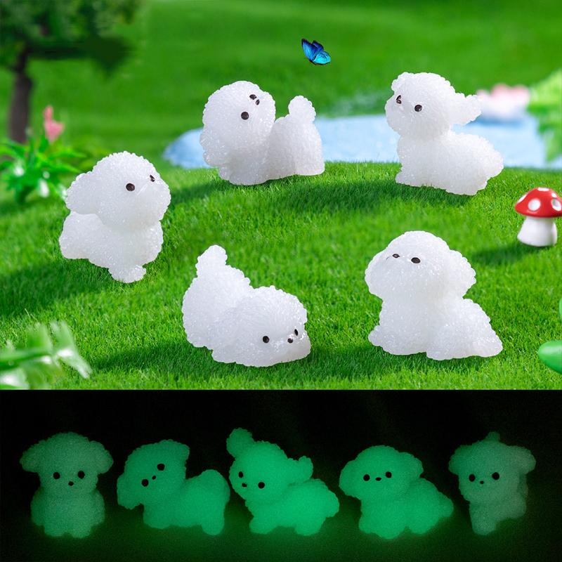 8PCS Cute Desk & Car Collectible Figurines Ornament Accessories Micro Landscape Luminous Puppy Glow in the Dark Home Decor 3x2.7cm