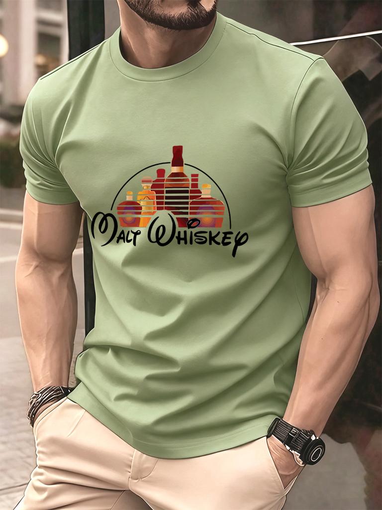 Malt Wiskey Funny Alcool Drunk Prints Men TShirt Cotton Summer Soft Short Sleeve Tops Oversized ONeck T Shirt Casual Clothes