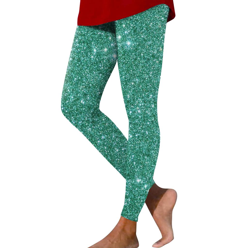 Damen Casual Fashion Outdoor Pailletten Schlanke elastische Yogahose Neun-Minuten-Hose
