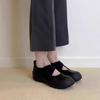 2025 Herbst Plattform Sport Kreuzriemen Mary Jane kleine Lederschuhe runder Kopf Ballerinas Damen flacher Mund Retro Einzelne Schuhe