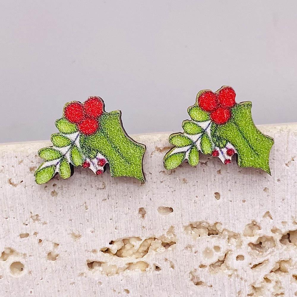 Christmas Stud Earrings: Reindeer, Tree, Snowman & Santa Designs - Wooden Holiday Gifts for Women
